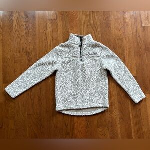 Cozy White Sherpa Kids Quarter Zip Pullover